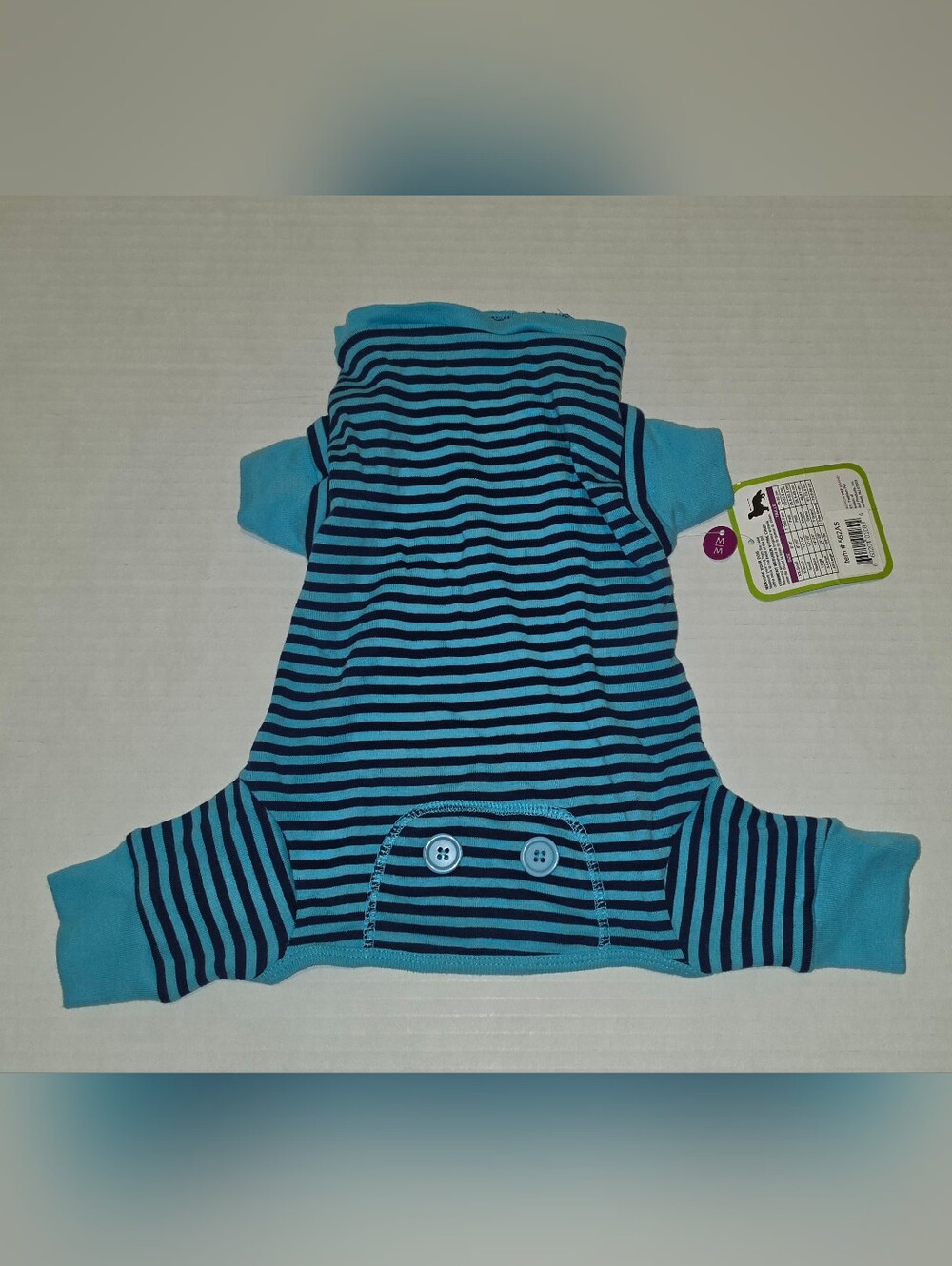 Looking Good Striped Blue Dog Pajama Romper Sz M